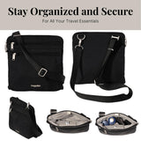 Baggallini Securtex Anti-Theft Large Crossbody 10"x10" Travel Purse with RFID, Locking Zippers & Cut-Resistant Strap