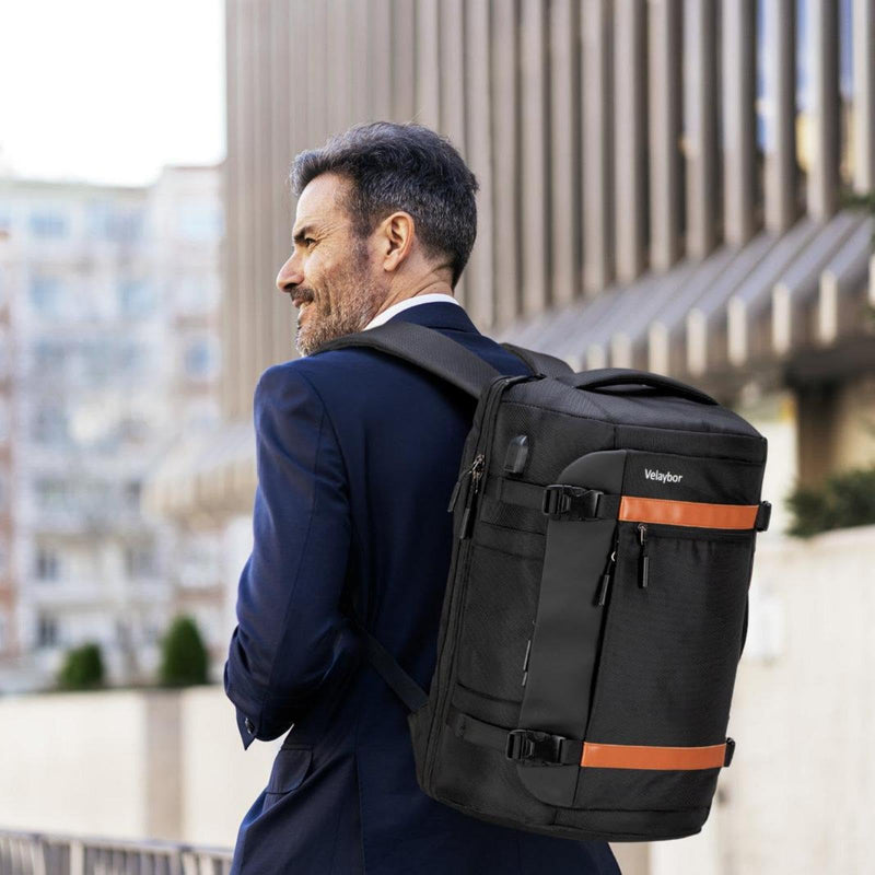 Velaybor 42L Travel Backpack with 4 Packing Cubes, TSA Friendly Flight Approved Carry-On Bag, Water-Resistant Weekender Business Backpack for Men Women, Fits 17.3" Laptop