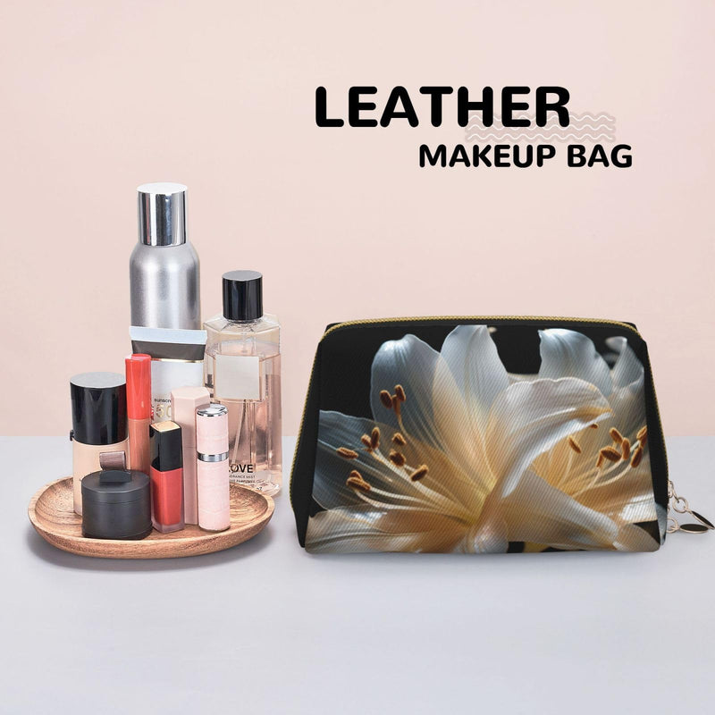 WZYCWB House Patterned Leather Cosmetic Bag - Perfect for Carry-On or Home Organization, Heavy Lilies in Bloom, One Size