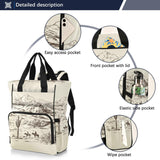 Jihqo Diaper Bag Backpack West Desert with Cowboys Travel Diaper Bags for Women, 10L Functional Baby Changing Bag with Insulted Pockets, Stroller Straps
