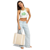 Roxy Cotton Tote Bag | Everyday Carry | Beach | Travel | Vacation | Reusable | Lightweight, Seas The Day - Natural