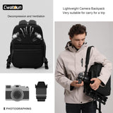 Cwatcun 2 in1 Camera Sling Bag, Camera Backpack Waterproof Leather Coating Shockproof Hardshell Camera Bag with Tripod Strap, Camera Case for Canon Nikon Sony Fuji DSLR SLR Mirrorless Camera & Lenses
