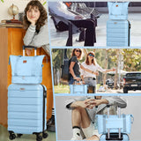 AnyZip Luggage Set 5 Piece PC ABS Hardshell Lightweight Suitcases for Travelling with 4 Universal Wheels TSA Lock Carry on Suitcase Light Blue