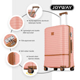 Joyway Luggage Set 3 Piece Suitcase Sets with Spinner Wheel,Hardside Expandable Travel Laggage with TSA Lock (13/20/24/28 Pink brown