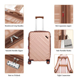 Rosamo 3 piece Luggage Set Expandable Suitcase 22x14x9 Airline Approved Carry on, ABS Hard Case Suitcases with Spinner Wheels, TSA Lock, (Pink, 3 Piece Sets(20/BP/TB))