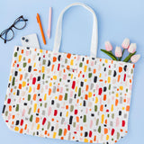 kate spade new york Large Canvas Tote Bag for Women, Cute Tote Bag for Work or Teacher, Canvas Beach Bag, Book Tote with Pocket, Painterly Strokes