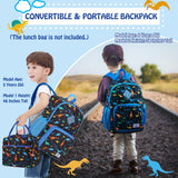 VX VONXURY Kids Backpack,Cute Preschool Toddler Schoolbag for Boys with Chest Strap Small（Black Dinosaur
