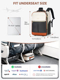 Tonyeee Rolling Backpack for Women, Large Travel Backpack with Wheels Carry on Flight Approved, 15.6 Inch Laptop Wheeled Roller Bag Suitcase for Work Bussiness Weekender (Beige,M Underseat Size)