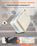 ISLAND ELEPHANT 21IN Carry On Luggage Airline Approved - Top Opening Aluminum Frame Hardside 100% PC Suitcase -with TSA Lock,Cup Holder,USB Charge,Side Pothook, 360°Spinner Wheels-White