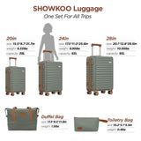SHOWKOO Luggage Sets 3 Piece Hardside Expandable Suitcase with Double Spinner Wheels Tsa Lock, (Green, 5 piece set)