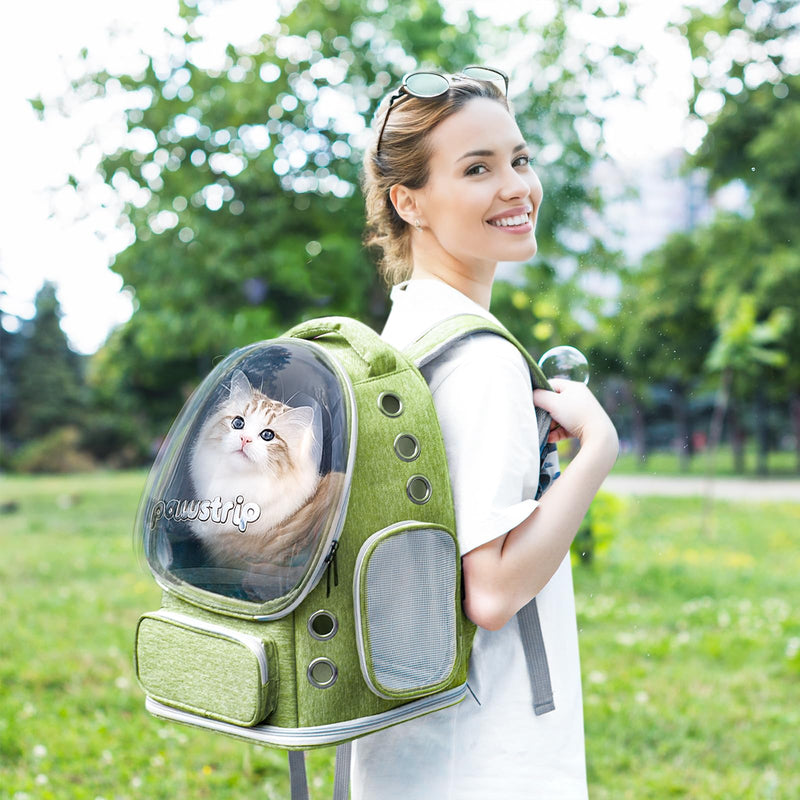 Pawstrip Cat Backpack Carrier with Large Space Bubble Window, Airline Approved Breathable Pet Carrier for Small Dogs Cats up to 15lbs, Foldable for Travel Hiking & Outdoor Use