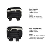 RAINS Book Daypack Large Black Laptop Backpack for Men and Women, Waterproof Black Minimalist Commuter Bag with 15”-16"