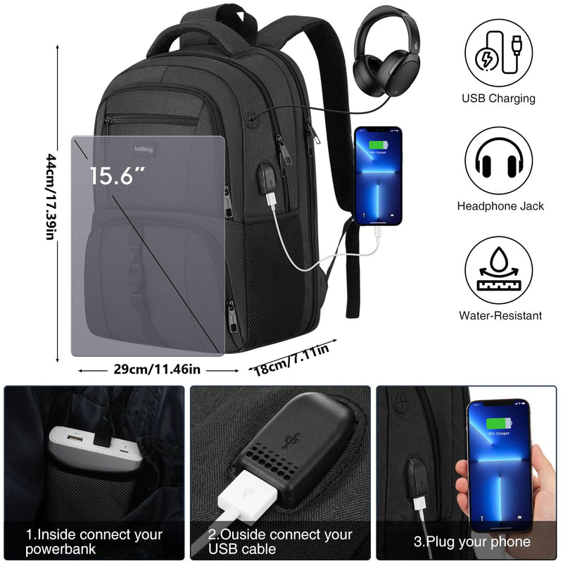 Laptop Backpack for Men Women,College School Bookbags Computer Bag Gift for Teenage Boys Girls,Business Travel Back Pack Anti Theft with USB Charging Port Fits 15.6 Inch Notebook,Water Resistant
