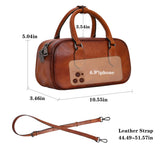 HESHE Genuine Leather Crossbody Bags for Women Boston Vintage Top Handle Purses for Ladies Barrel Satchel Handbags with Adjustable Shoulder Strap (Brown)