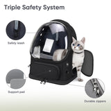 Breathable Cat Backpack Carrier, Large Space Cat Bubble Backpack for Kitty & Small Dog up to 18lbs, Foldable Cat Carrier Backpack, Transparent Airline Approved Carrier for Travel (Black)