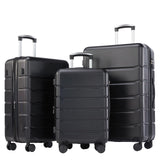 OLIXIS 3-Piece Suitcase Set, Hardside Luggages with Spinner Wheels, Lightweight ABS Hard Shell Travel Luggage, Expandable Carry-On Suitcase with TSA Approved Lock–Black(20+24+28 Inch)