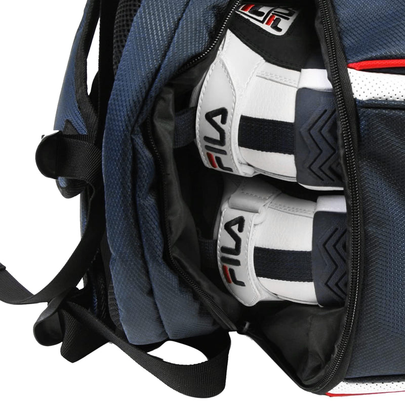 Fila Ultimate Tennis Backpack with Shoe Pocket, Navy/White/Red