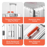 EclatVivid 24 inch Aluminium Zipperless Suitcase, Full Aluminum Hard Shell Check-in Suitcase, 24 Inch 100% Aluminum Hard Shell Luggage with PU Wheels,Aluminium Large Luggage with TSA Locks(Silver)