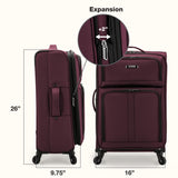 U.S. Traveler Anzio Softside Expandable Luggage with Spinner Wheels, Burgundy, 26-Inch Medium