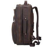 TIDING 17.3" Full Grain Leather Laptop Backpack for Men Multi Pockets Casual Daypack Business Travel Rucksack