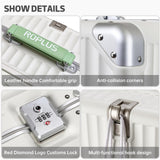 ROPLUS Aluminium Frame Carry on Luggage with Smooth Jelly Wheels, Hardside Zipperless Rolling Suitcase with TSA Lock (WhiteGreen, 21-Inch)