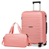 LARVENDER Luggage Sets 2 Piece, Expandable PP 24 Inch Check-in Suitcase with Duffle Bags for Women, Luggage Set Clearance with Spinner Wheels TSA Lock (Peach)