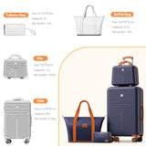 Hoteel Luggage Sets 4 Piece ABS+PC Hardside, 4-Year Warranty, Luggage Set with Spinner Wheels, TSA Lock, Lightweight Carry on Luggage, 13"/20" Suitcase with Duffel & Organizer, Dark Blue