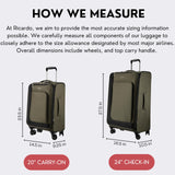 Ricardo Beverly Hills Aspen Springs 2-PC Luggage Set – Lightweight Softside Suitcase Set of 2 with 20” Carry-On & 24” Medium Check-In Spinner, Black