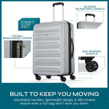 American Tourister Westridge Hardside Luggage Set with Spinner Wheels, Silver, 3PC SET (CO/M/L)