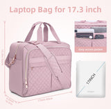 WIRABO 17 Inch Laptop Bag for Women, Computer Bag, Laptop Briefcase, Messenger Bag for Work Office Teacher Business Travel Pink