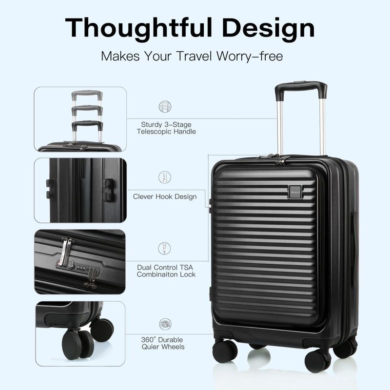 Kmvazcd Carry On Luggage Airline Approved, 20 Inch Expandable PC Hardside Lightweight Suitcases with Spinner Wheels and TSA Lock