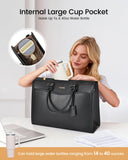 LOVEVOOK Laptop Tote Bag for Women, Leather Office Work Bag Briefcase fit for 15.6 inch Laptop, Large Teacher Computer Bag Handbag,2pcs Set Leather/Black