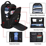 Della Gao Travel Laptop Backpack, Black Backpack for Men and Women with USB Slit Business Computer Back Pack (Black, 15.6 Inch)