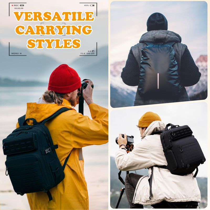 HAMBOLY Professional Camera Bag Backpack, Large Waterproof Photography Bag Case for DSLR/SLR/Mirrorless Camera with Tripod Holder/15.6’’ Laptop Compartment/Rain Cover