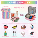 VASCHY Unicorn Lunch Box Bag for Kids, Insulated Reusable Glittery Lunchbox for Girls with Detachable Shoulder Strap for School Sparkle Unicorn