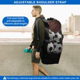ZHSX Soccer Ball Bag,Large Mesh Ball Bag Sports Equipment Net Bag With Drawstring Closure Shoulder Strap and Oversized Front Pocket Storage Basketball,Volleyball,Football Accessories (full black)