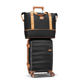 TRAVELEO 4 Piece Carry On Luggage Set 20 Inch, Expandable PP Hardshell Suitcase with Detachable Spinner Wheels & TSA Lock, Includes Cosmetic Case, Travel Tote & Toiletry Bag, Lightweight (Black)