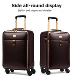 feilario 2Pcs Leather Business Spinner Wheel Luggage Waterproof Carry-On Suitcase with TSA Lock - Capacity 36-55L