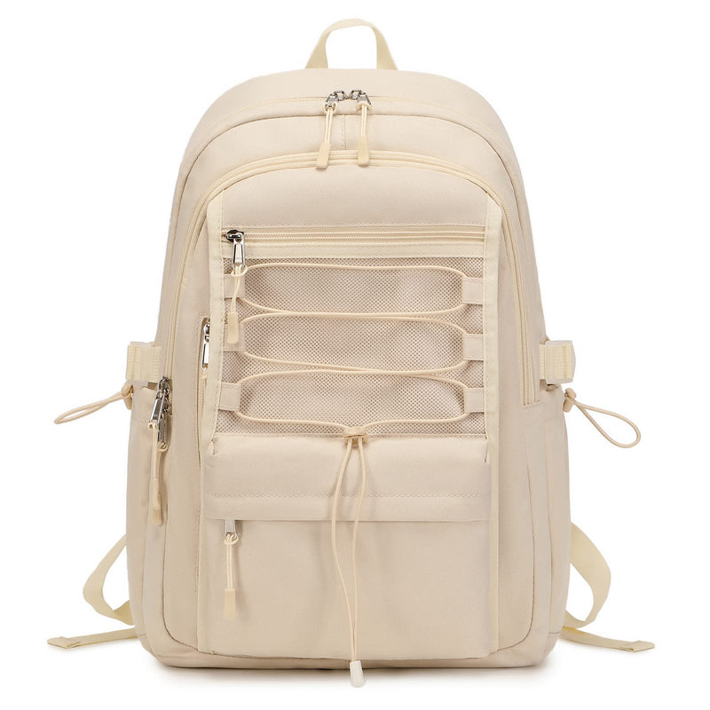 Sunborls School Travel Laptop Backpack Teen Girls Weekend Leisure Vacation Rucksacks Unisex 15.6in Handmade Rope Decoration Student Cute Lightweight High-Capacity The Gift Bookbag (Off-White)