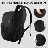 KEOFID Travel backpack for Men and Women, Anti Theft Laptop Backpack with USB Charging Port for Work, Large Bag for College, BLACK BOOK BAG FOR BOYS, GILRS Backpack,Water Resistent(Black)