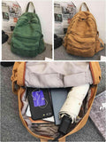 GAMLFL Military Green Canvas Backpack for Women & Men Retro Aesthetic Rucksack Basic Backpack for High School/College Students Travel Laptop Bag