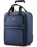 LUGGEX Underseat Carry On Luggage with Wheels, UDK-Plus Large-Capacity Lightweight Soft Sided Personal Item Suitcase for Short Trips (UX-Plus, Blue Black, 16 Inch)