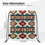 QISENTIS Tribal Aztec Geometric Pattern Drawstring Backpack Bag Native American Ethnic Southwest Stripe Red Sport Gym Sack Navajo Print String Bags Yoga Shopping Travel Casual Daypacks for Women Men