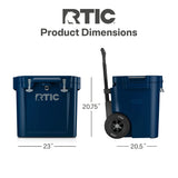 RTIC 45 QT Wheeled Ultra-Tough Cooler Hard Insulated Portable Ice Chest Box for Beach, Drink, Beverage, Camping, Picnic, Fishing, Boat, Barbecue, Rotomolded Construction, Navy