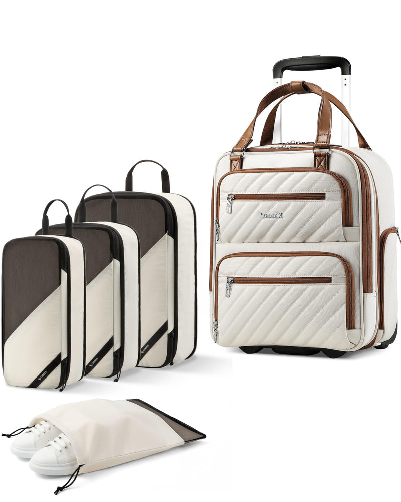 LUGGEX Underseat Carry On Luggage and 4 Set Packing Cubes Bundle – Travel Essentials
