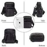 Ariscobull Leather Messenger Bag for Men, Small Leather Sling Shoulder Bag Messenger Pack for Men, Man Purse (Medium Black)