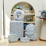 Redbaker 18 Inch 6 Pcs Kids Luggage Set Kids Rolling Luggage Double Pattern Suitcase for Boys Girls Gifts(Light Blue, Flower Style)