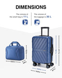 BAGSMART 2 Piece Luggage, 20 Inch Carry On Suitcase with Spinner Wheels, Polycarbonate Material, Blue