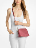 Michael Kors Jet Set Dome Crossbody With Card Case, Gold-Tone Hardware/MK Embossed Glitter/Crimson