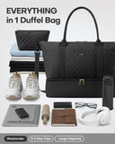 HOTOR Travel Duffel Bag - Weekender Bags for Women, Gym Tote Bags with Shoe Compartment, Carry On Overnight Bag with Toiletry Bag for Travel Essentials and Travel Accessories, Black, 13.4"×17.3"×7.9"